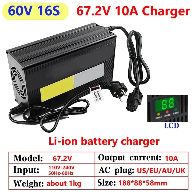 10A 48V 60V 72V lityum pil şar - 84V 20A Smart Charger incelemesi ve fiyatı