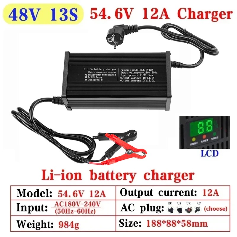 Yüksek güçlü 48V 5A 8A 10A 12A - 84V 20A Smart Charger incelemesi ve fiyatı